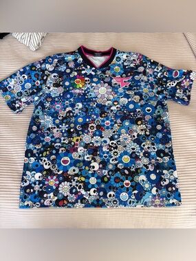 Takashi Murakami X Faze Clan Graphic Jersey Flower & Smiley Print Multicolor 2XL